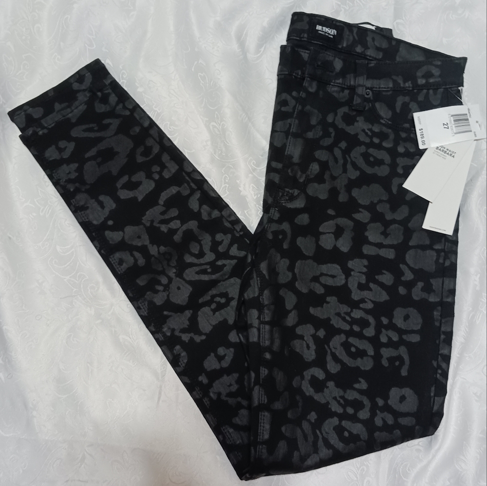 Hudson Barbara High Waist Super Skinny Jeans Sz 27 Black Print - Picture 12 of 14
